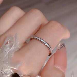 3/$35 Titanium Eternity Band Silver Sparkly Ring Cubic Zirconia CZ Crystal